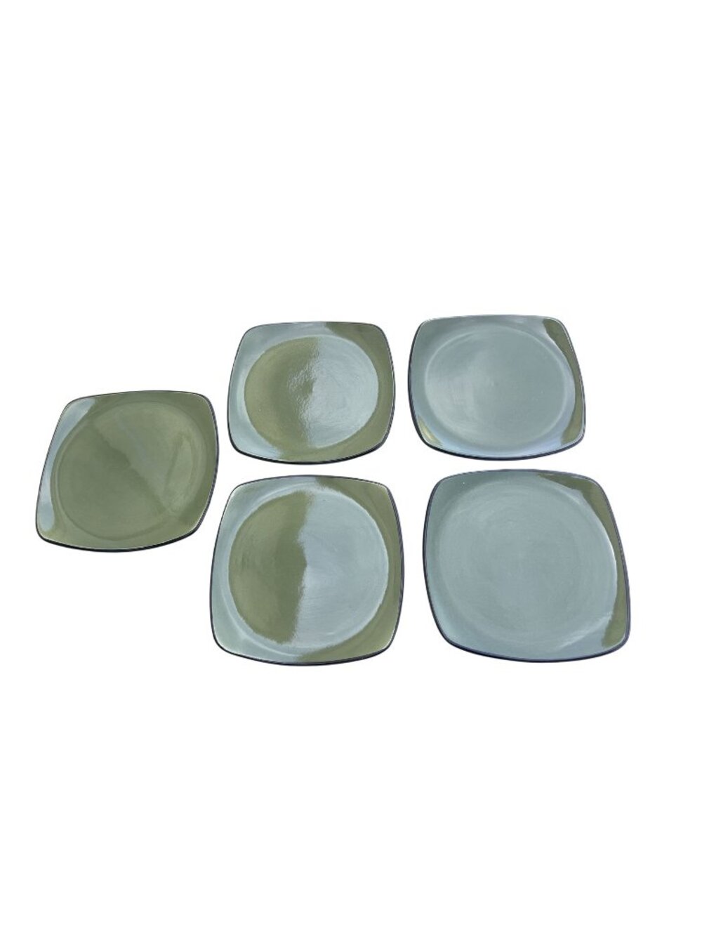 VTG Corelle Hearthstone Stoneware Bay Leaf Green Square Salad Plates Set of 5